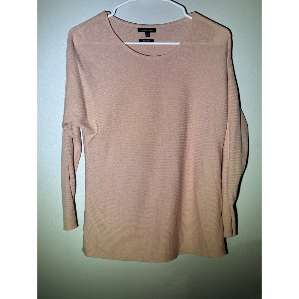 Massimo Dutti Womens Wool Silk Ribbed Sweater Peach Pink Long‎ Sleeve Small